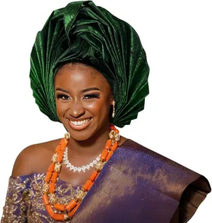Nigerian Women's hat Folding Fan African Headscarf hat,Auto Gel Headwear,Suitable for Weddings,Parties,Special