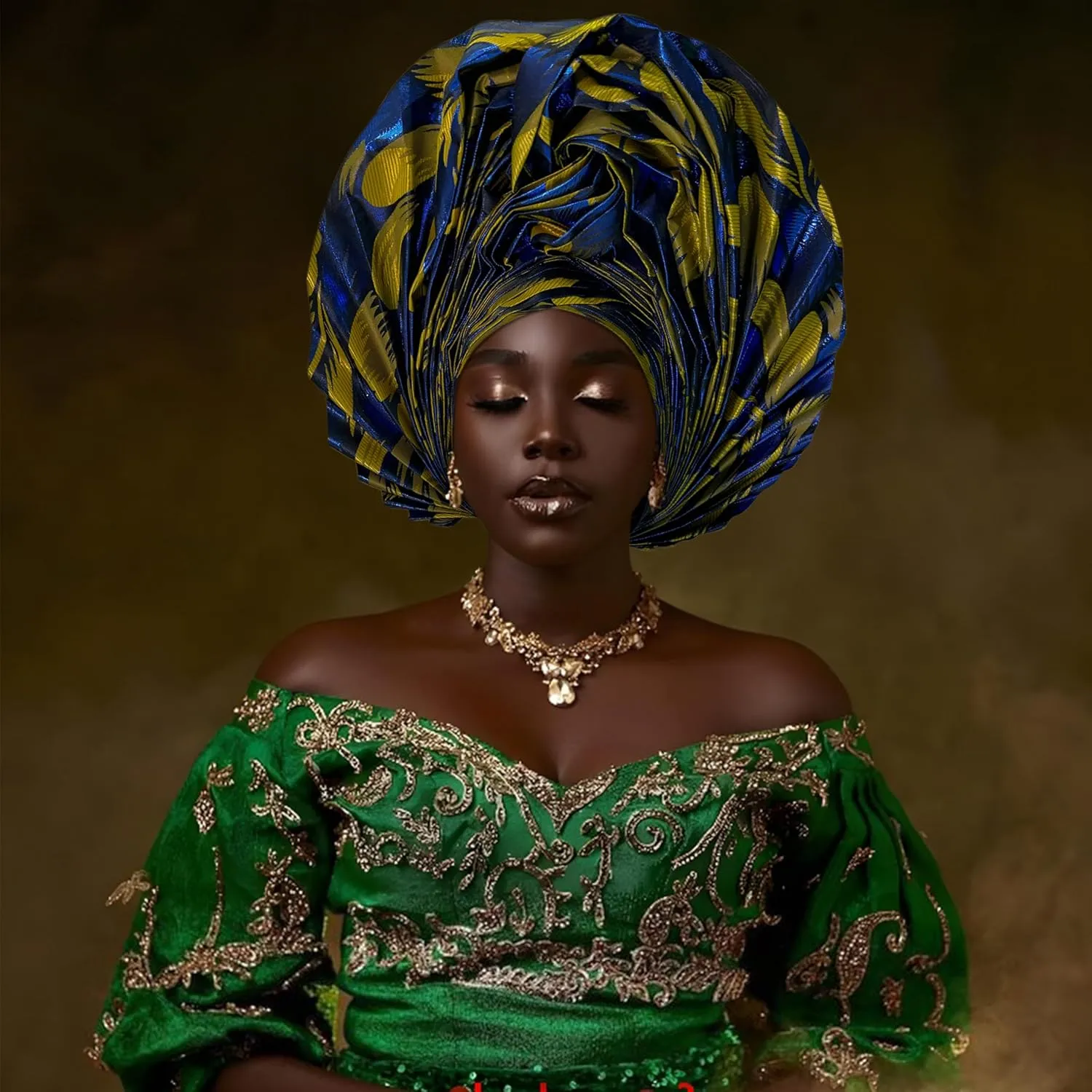 Nigerian Women's hat Folding Fan African Headscarf hat,Auto Gel Headwear,Suitable for Weddings,Parties,Special