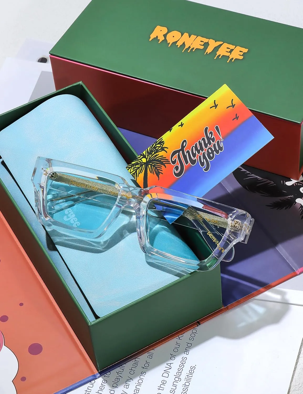 Non Polarized Acetate Sunglasses 148mm Frame with UV Protection Impact Resistant Nylon Lens Retro Shades Unisex