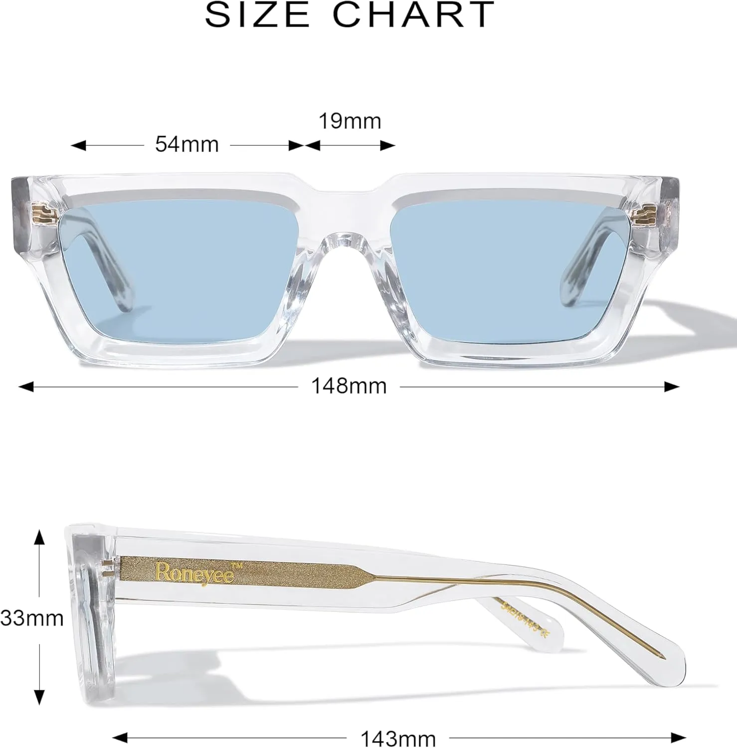 Non Polarized Acetate Sunglasses 148mm Frame with UV Protection Impact Resistant Nylon Lens Retro Shades Unisex