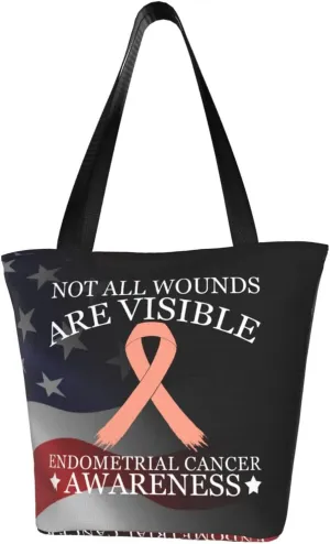 Not All Wounds Are Visible Endometrial Cancer Awareness Fashion Shoulder Bag Large Capacity For Man Or Woman