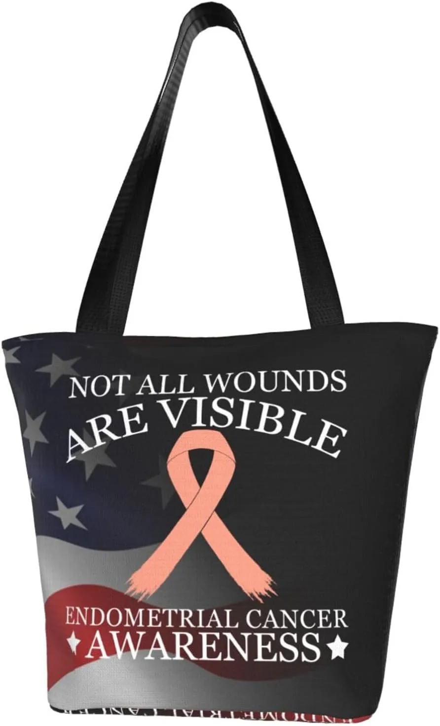 Not All Wounds Are Visible Endometrial Cancer Awareness Fashion Shoulder Bag Large Capacity For Man Or Woman