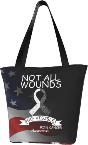 Not All Wounds Are Visible Neuroendocrine Cancer Awareness Fashion Shoulder Bag Large Capacity For Man Or Woman