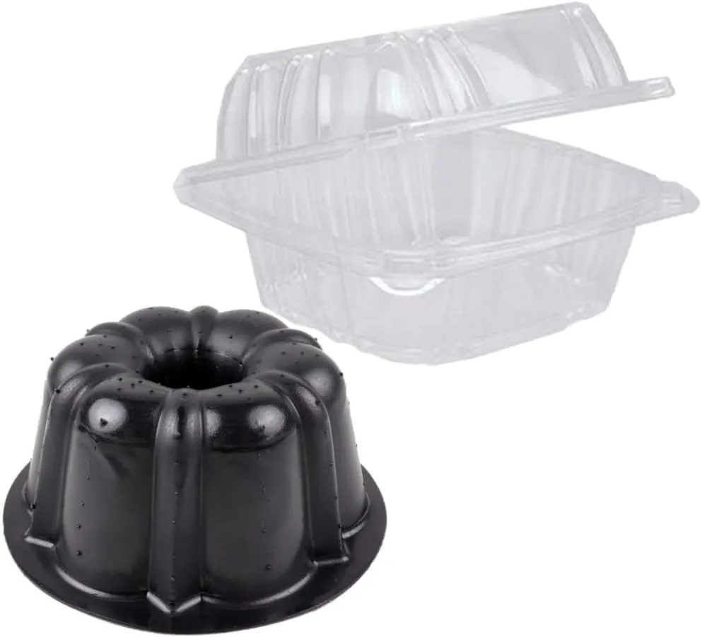 O'CREME Polystyrene Hinged-Lid Container 6 Inch Wide x 3.1 Inch High for Mini Cake Pan - Pack of 25