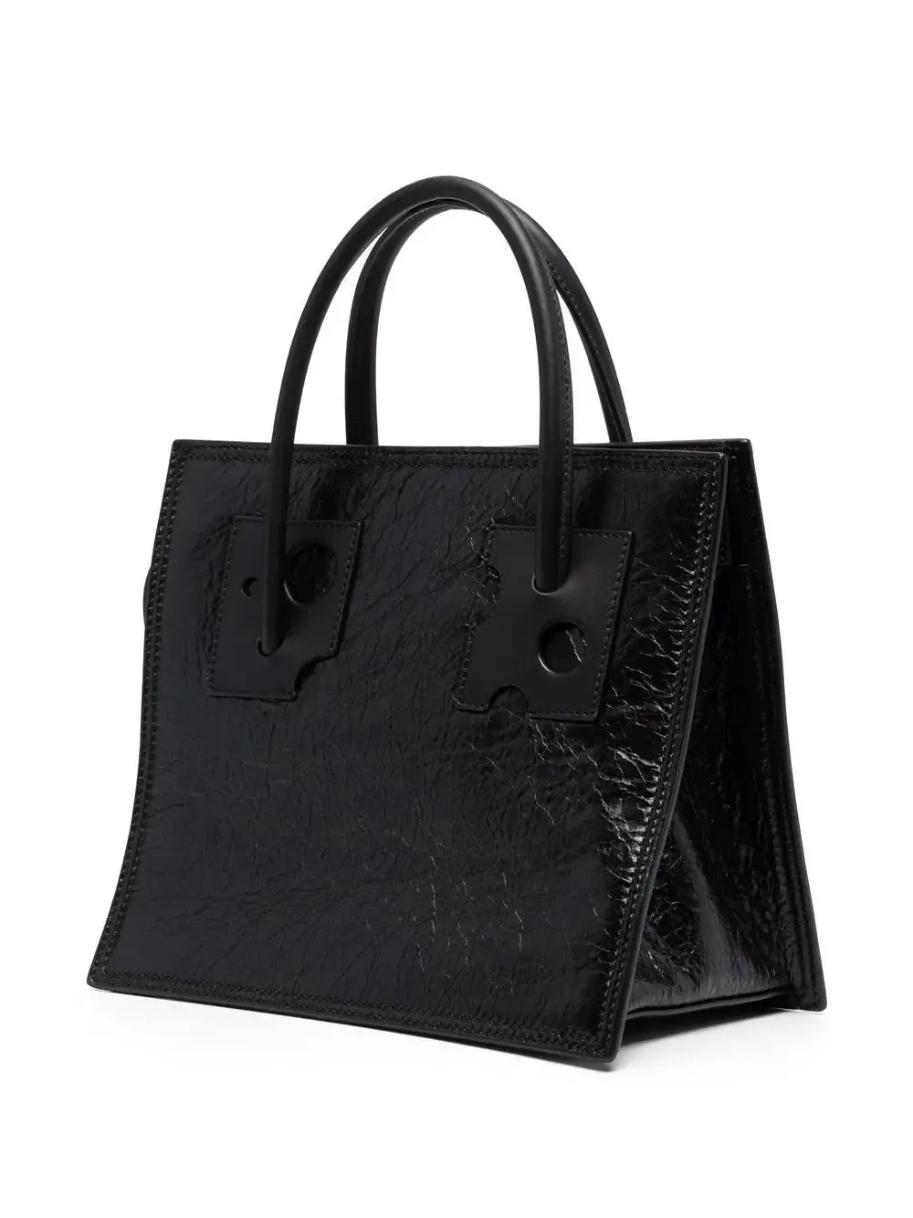 OFF-WHITE REPEAT ZIPPED LEATHER SHOPPER 32 BAG
