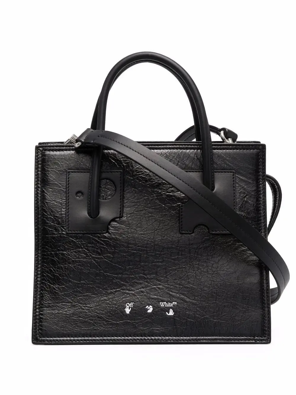 OFF-WHITE REPEAT ZIPPED LEATHER SHOPPER 32 BAG