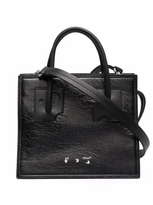 OFF-WHITE REPEAT ZIPPED LEATHER SHOPPER 32 BAG