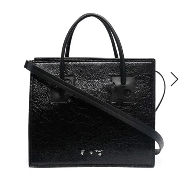 OFF-WHITE REPEAT ZIPPED LEATHER SHOPPER 32 BAG