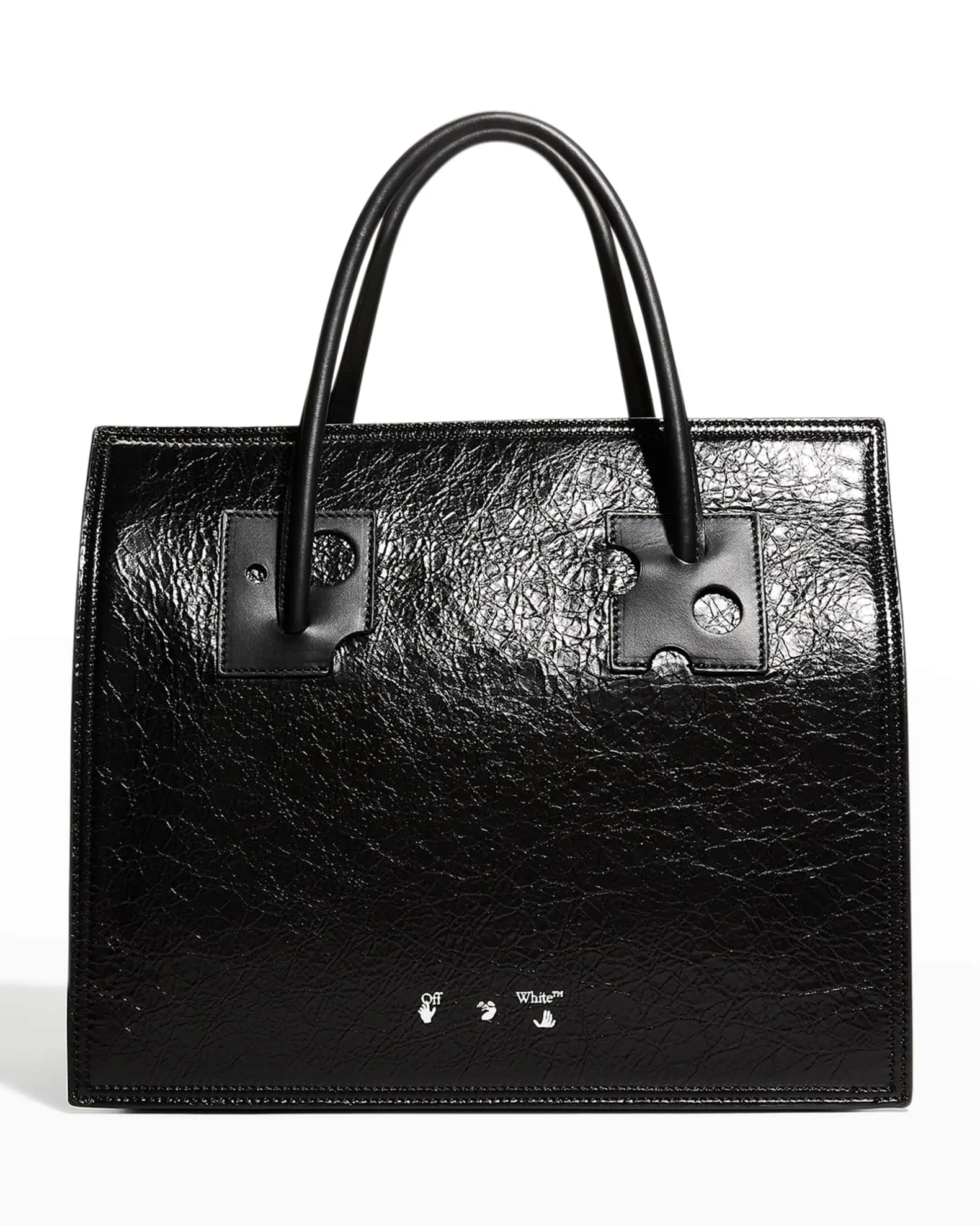 OFF-WHITE REPEAT ZIPPED LEATHER SHOPPER 32 BAG