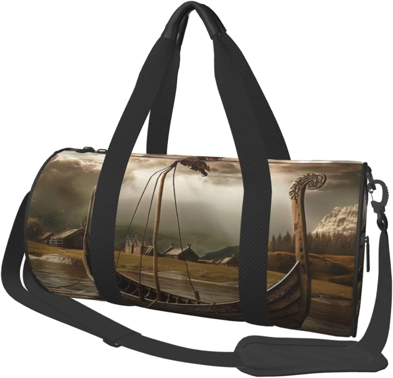 Old Boat Printed Sports Gym Bag for Men Women Foldable Duffel Bag Carry On Weekender Bag for Travel Sports