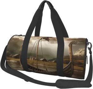 Old Boat Printed Sports Gym Bag for Men Women Foldable Duffel Bag Carry On Weekender Bag for Travel Sports