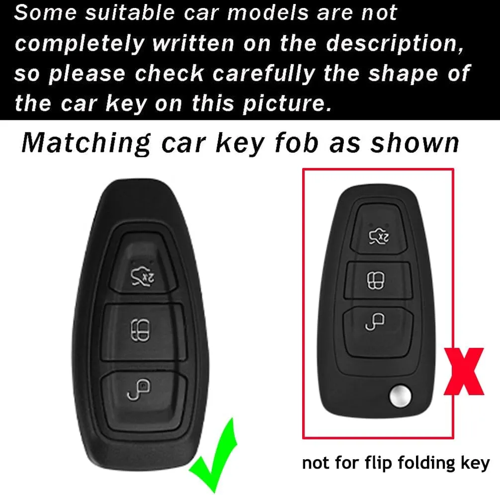 ontto Intelligent Key Fob Case with Keychain Solid Key Shell Metal and Leather Car Key Cover Compatible with Ford Focus 3 4 ST Mondeo MK3 MK4 Fiesta Fusion Kuga Blue