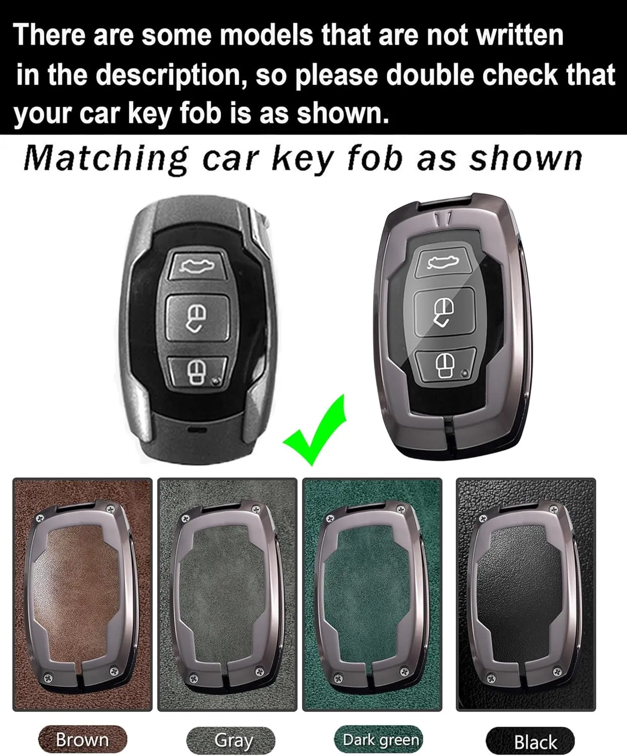 ontto Key Fob Case Fit for BYD Sirui G6 G3 F3 Qin E5 Song S5 S6 S7 Yuan,Stylish Car Key Cover Solid Metal Frame Key Shell Leather Key Bag,Black