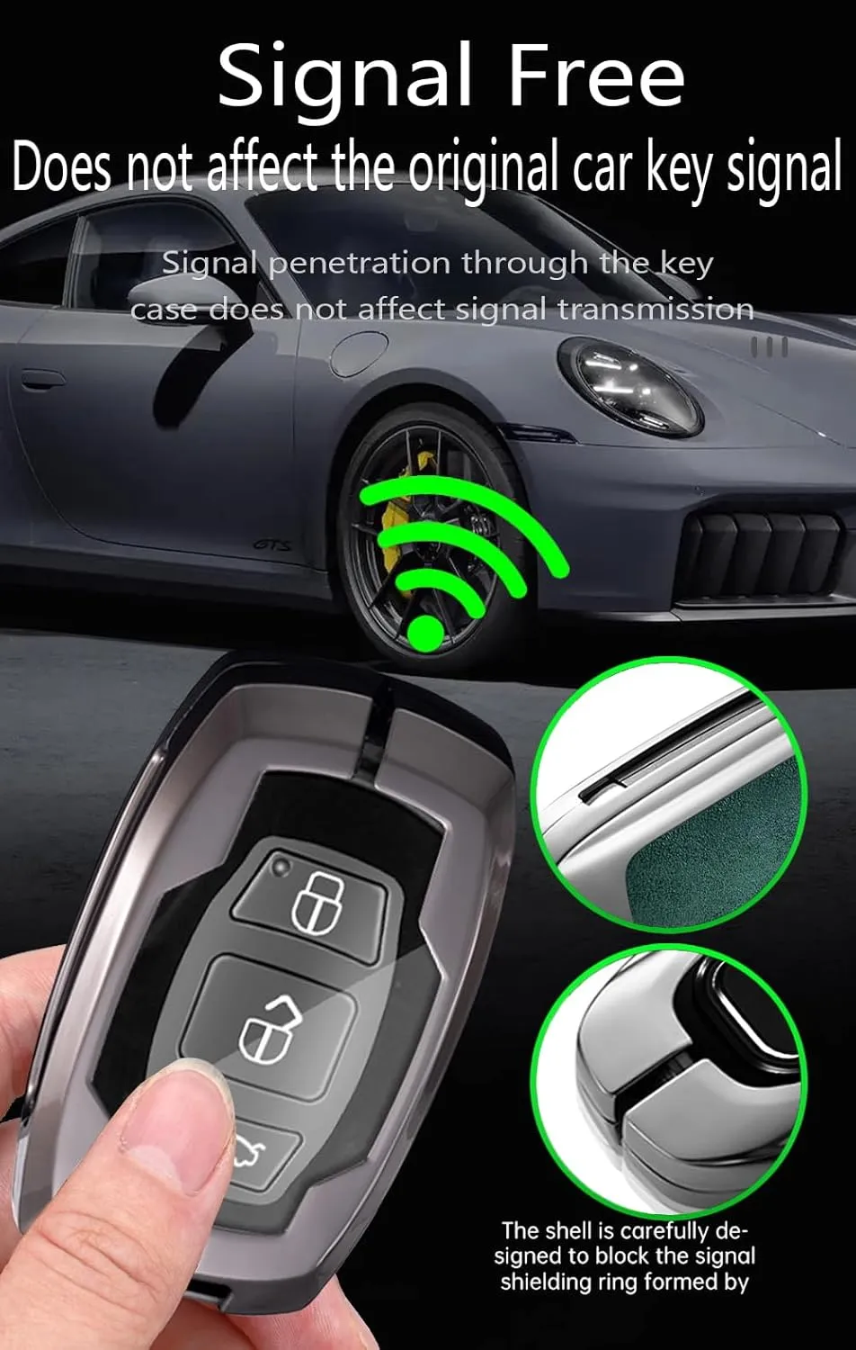 ontto Key Fob Case Fit for BYD Sirui G6 G3 F3 Qin E5 Song S5 S6 S7 Yuan,Stylish Car Key Cover Solid Metal Frame Key Shell Leather Key Bag,Black