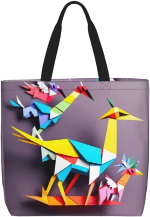 Origami Multicolor Papercraft Cranes 1 print Women Tote Bags with Inner Bag Handbags with Pattern for Shopping Office