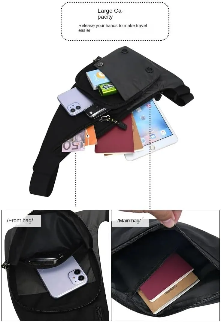 Outdoor Casual Single Shoulder Crossbody Bag Chest Bags Hit Color Waterproof Fashion Sports Men and Women Chest Bags