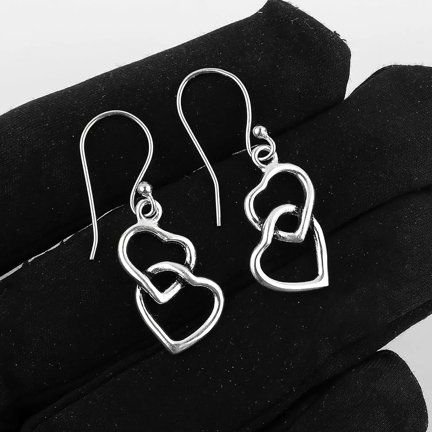 Oxidized 925 Sterling Silver Earring, Inner Heart Earrings for Women, Handmade Filigree Bohemian Jewelry, Designer Fashion Gift Mother's Day