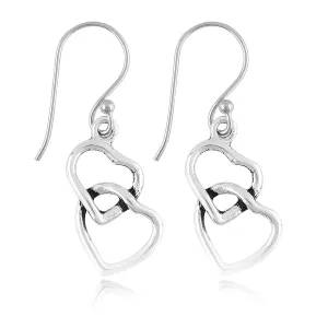 Oxidized 925 Sterling Silver Earring, Inner Heart Earrings for Women, Handmade Filigree Bohemian Jewelry, Designer Fashion Gift Mother's Day