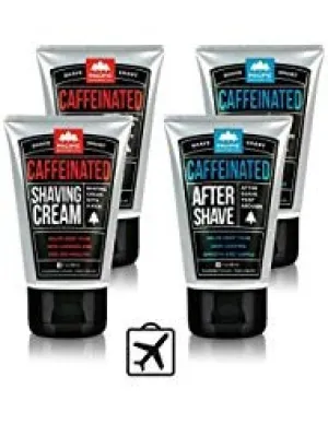 Pacific Shaving Company Caffeinated Shaving Set 4 Pieces - Caffeinated Shaving Cream, 2 Units | Caffeinated Aftershave, 2 Units