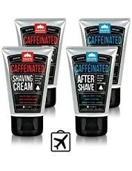 Pacific Shaving Company Caffeinated Shaving Set 4 Pieces - Caffeinated Shaving Cream, 2 Units | Caffeinated Aftershave, 2 Units