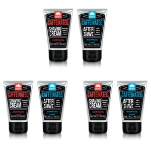 Pacific Shaving Company Caffeinated Shaving Set 6 Pieces - Caffeinated Shaving Cream, 3 Units | Caffeinated Aftershave, 3 Units