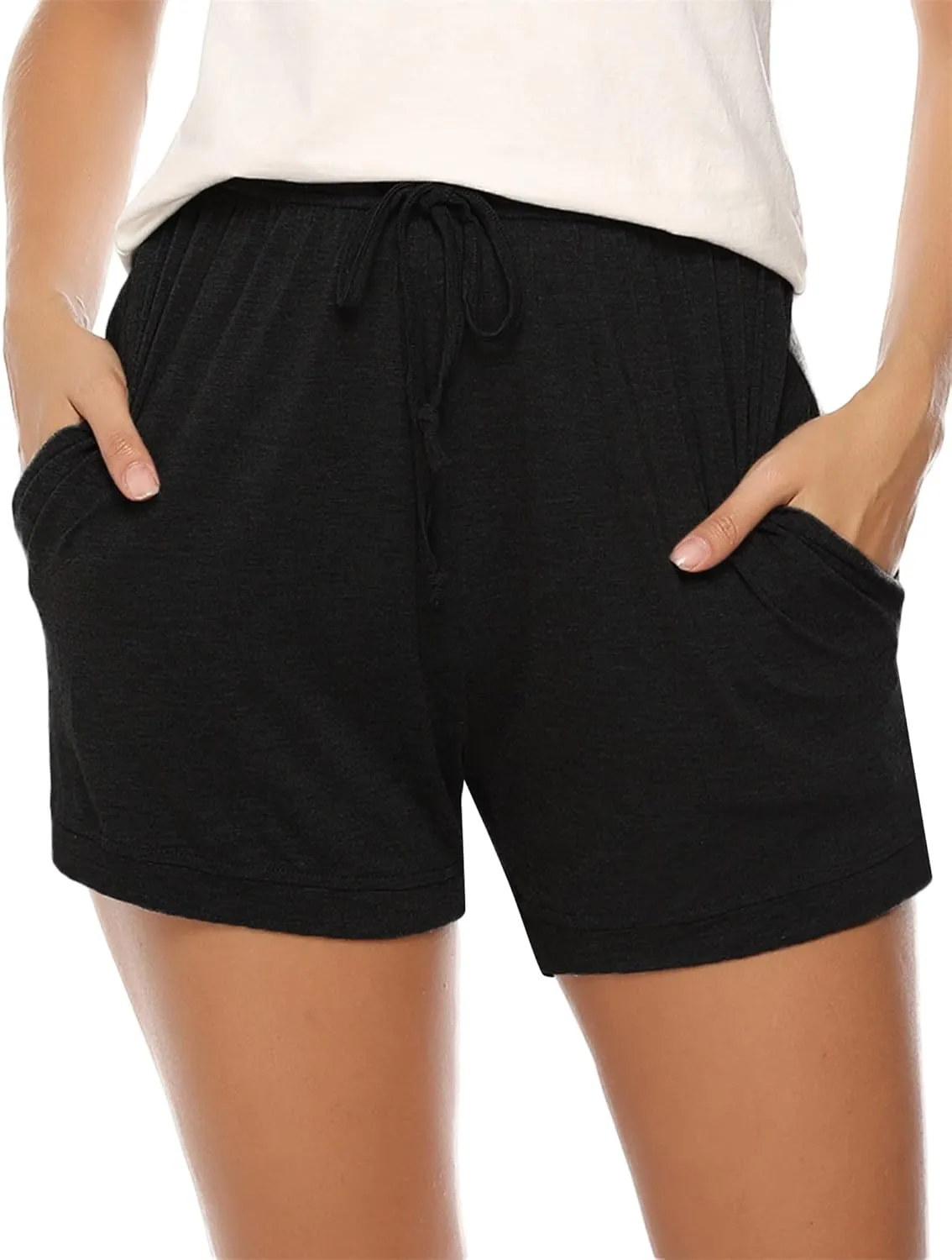 Pajama Shorts for Women Cotton Soft Sleep Shorts Casual Elastic Waist Pj Bottoms with Drawstring & Pockets