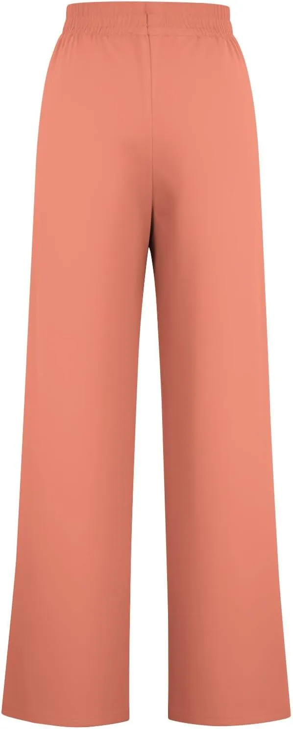 Palazzo Pants for Women Plus Size Tall Fashion Solid Drawstring Wide Leg Pants Straight Barrel Versatile Pants