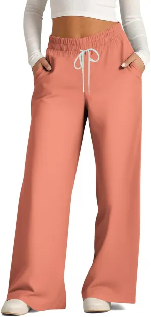 Palazzo Pants for Women Plus Size Tall Fashion Solid Drawstring Wide Leg Pants Straight Barrel Versatile Pants