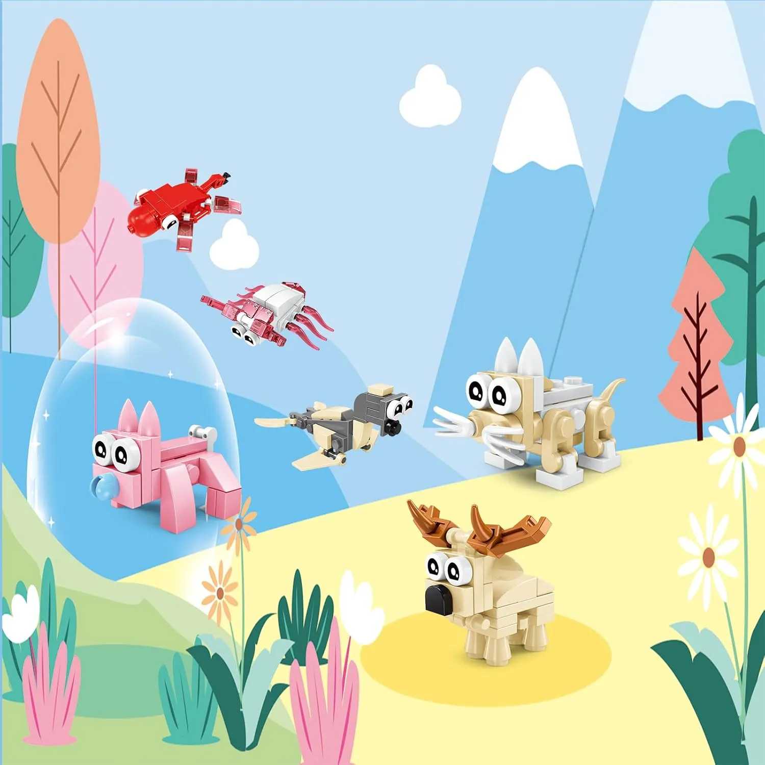 Party Favors for Kids - 24 Pack Animals Building Blocks for Goodie Bags Stocking Stuffers Classroom Prizes Birthday Gifts Toy Building Sets for Kids 6-12yrs