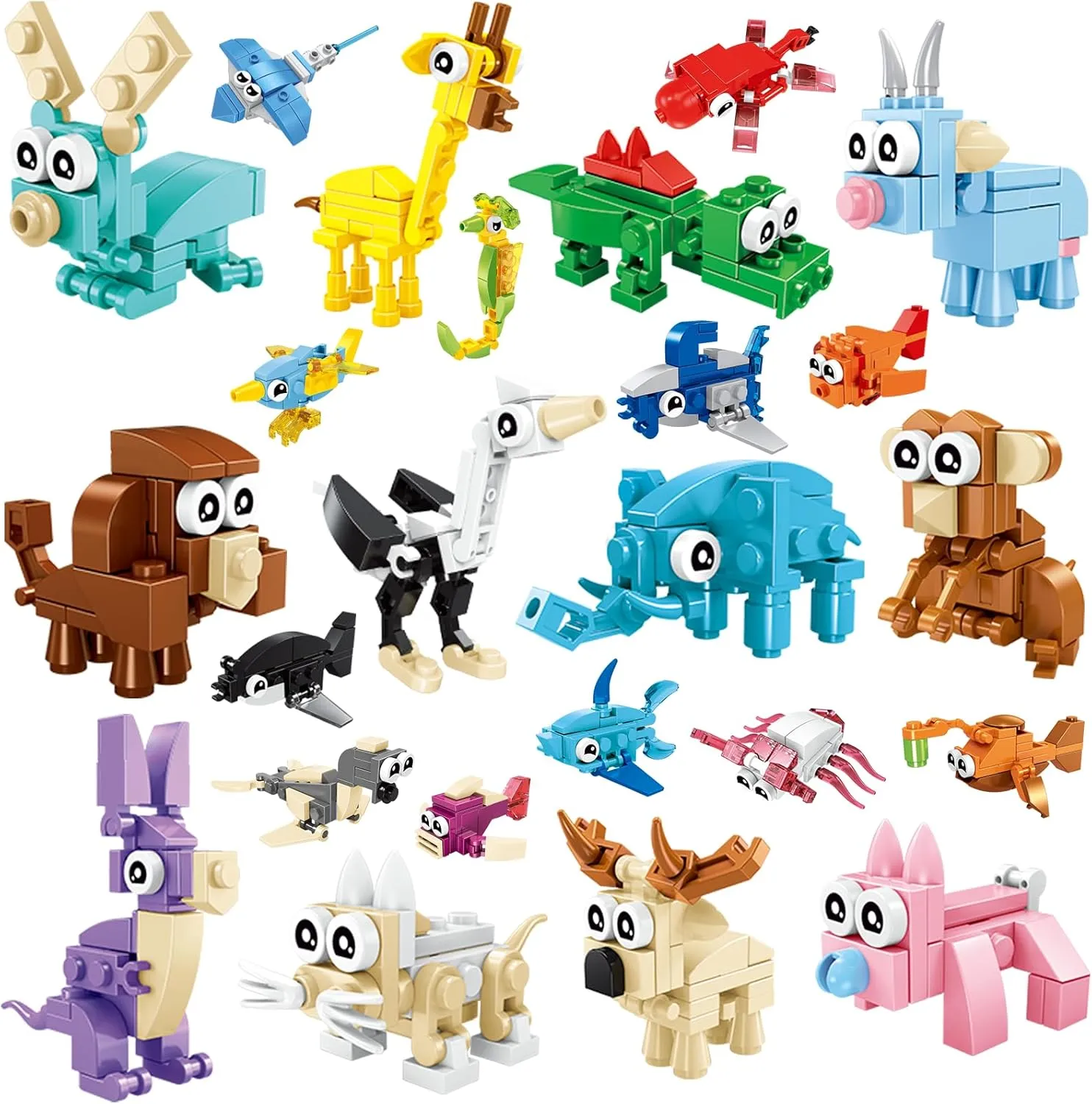 Party Favors for Kids - 24 Pack Animals Building Blocks for Goodie Bags Stocking Stuffers Classroom Prizes Birthday Gifts Toy Building Sets for Kids 6-12yrs