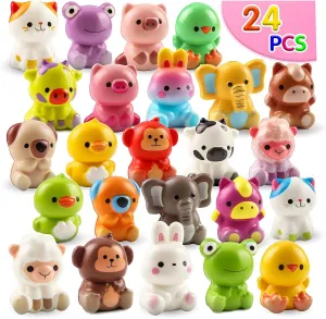 Party Favors for Kids 24PCS Animal Squishy Toys,Goodie Bag Stuffers for Kids,Pinata Stuffers,Birthday Gifts for Boys & Girls,Treasure Chest Prizes,Classroom Prizes