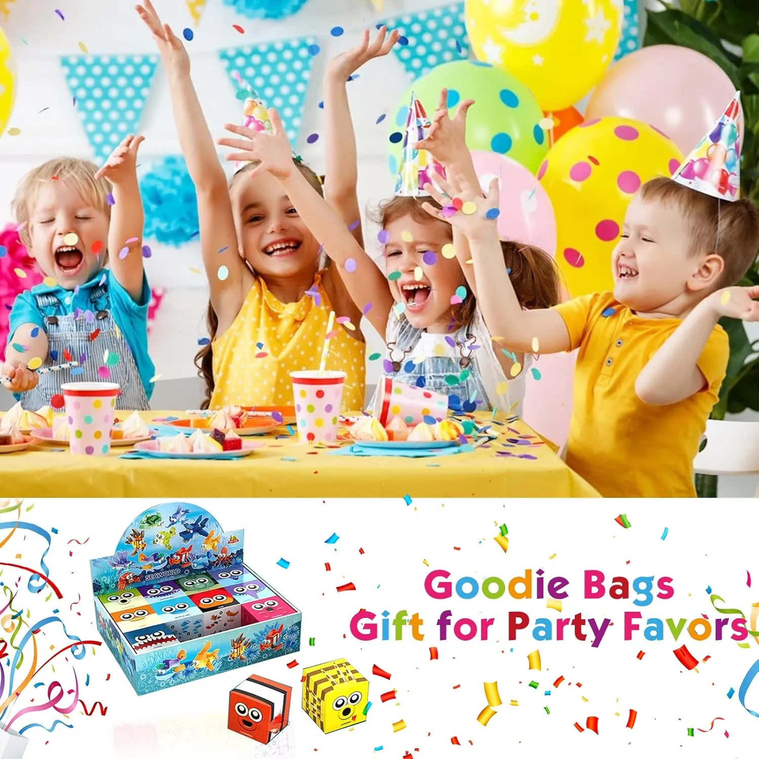 Party Favors for Kids Goodie Bags ,12PCS Mini Building Blocks Ocean Animal, Sea Creatures Building Blocks Set，Building Sets Stem Toys for Birthday Party Gift,Goodie Bags, Prize,Cake Topper