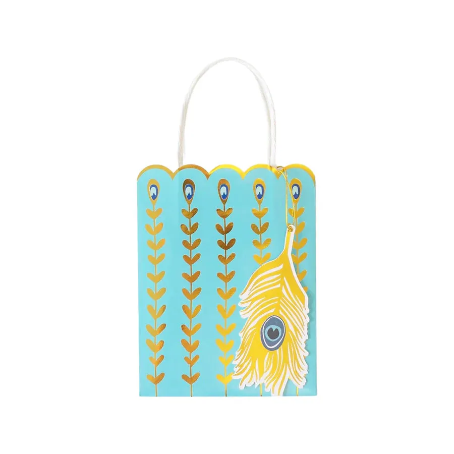 Peacock Feather Gift Bags, Pack of 4