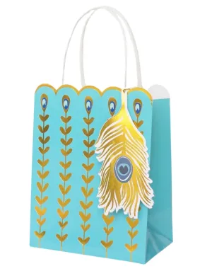 Peacock Feather Gift Bags, Pack of 4