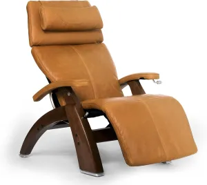 Perfect Chair Human Touch PC-420 Classic Manual Plus Series 2 Walnut Wood Base Zero-Gravity Recliner - Sycamore Premium Leather
