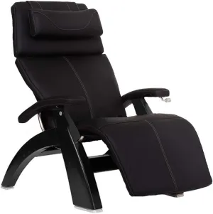 Perfect Chair Human Touch PC-420 Classic Manual Plus Series 2 with Memory Foam Plus Kit Black Matte Wood Base Zero-Gravity Recliner - Black Top-Grain Leather