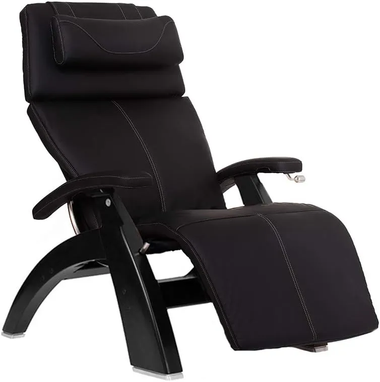 Perfect Chair Human Touch PC-420 Classic Manual Plus Series 2 with Memory Foam Plus Kit Black Matte Wood Base Zero-Gravity Recliner - Black Top-Grain Leather