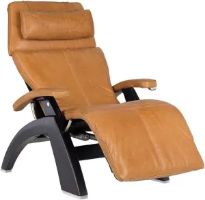 Perfect Chair Human Touch PC-420 Manual Zero Gravity Recliner Supreme Upholstery Package Matte Black Wood Stain - Sycamore Premium Leather