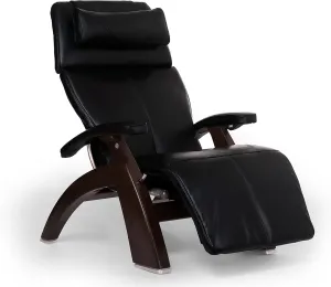 Perfect Chair Human Touch PC-610 Omni-Motion Classic Power Recline Zero Gravity Recliner Supreme Upholstery Package Dark Walnut Wood Stain - Black Premium Leather