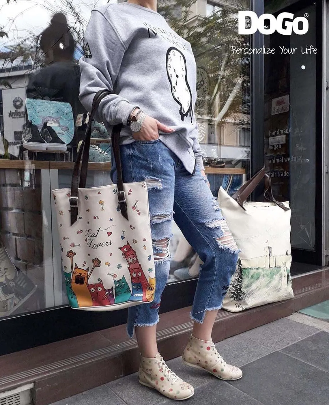 Personalize Your Life - Printed Double Strap Shoulder Bag - Handmade, Environmentally Friendly, Vegan - Women's Fashion