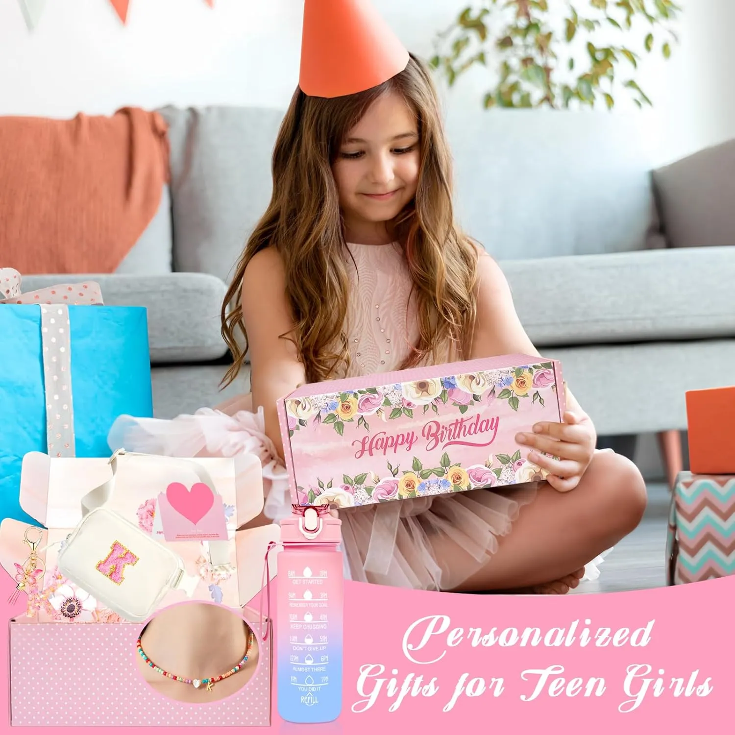 Personalized Fanny Pack for Girls, Gift Sets for Teen Girls, Birthday Gifts for 4 5 6 7 8 9 10 11 12 13 Year Old Girl, Initial Crossbody Bag Belt Bag for Girl Kids (K)