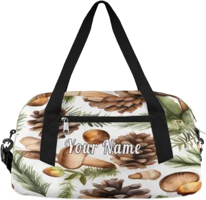 Personalized Kids Duffel Bag Forest Nuts Pattern,Custom Sport Gym Bag for Boys Girls,WWeekender Overnight Bags Travel Duffel Bag,Customized Kids Gift