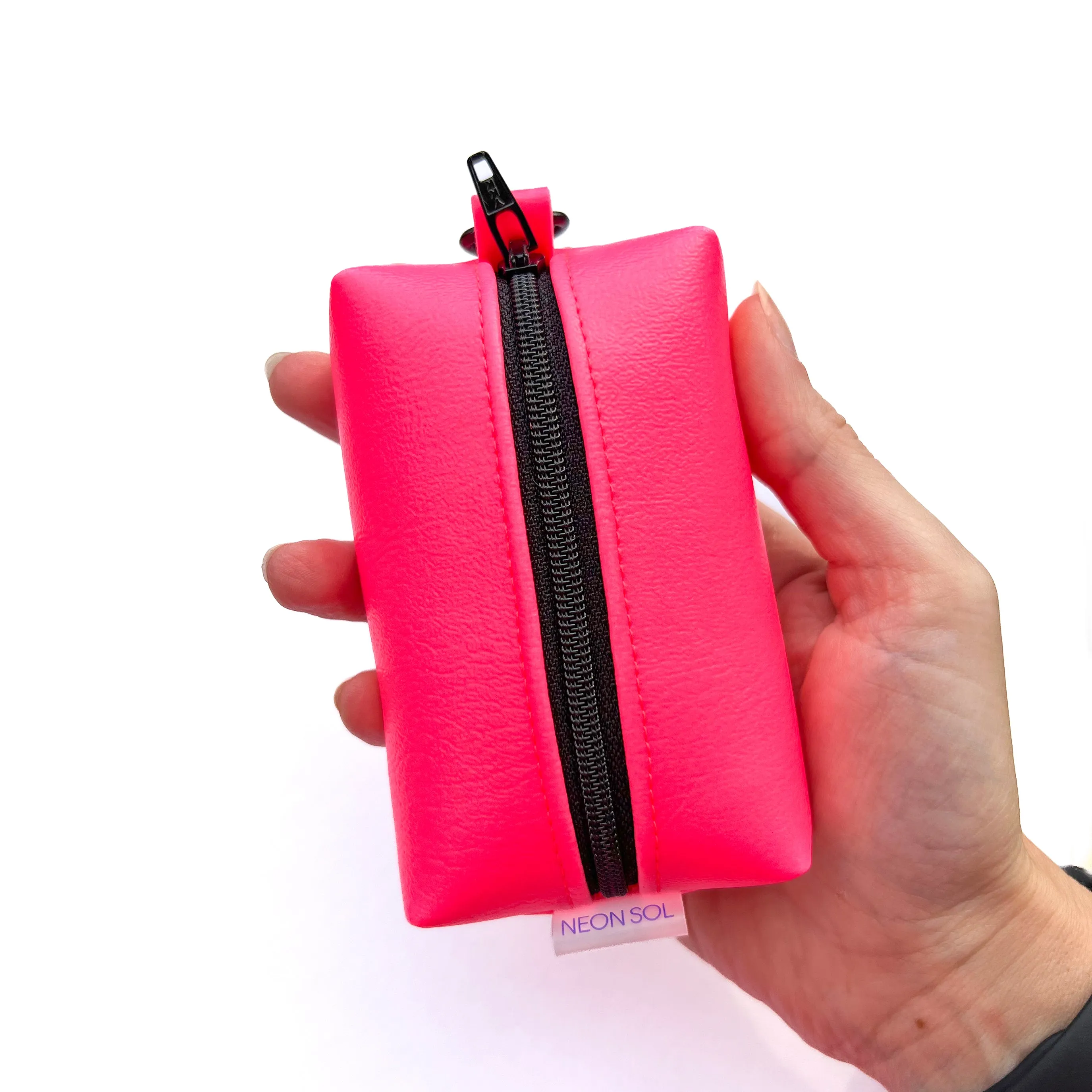 Petite Faux Leather Boxy Pouch | neon pink
