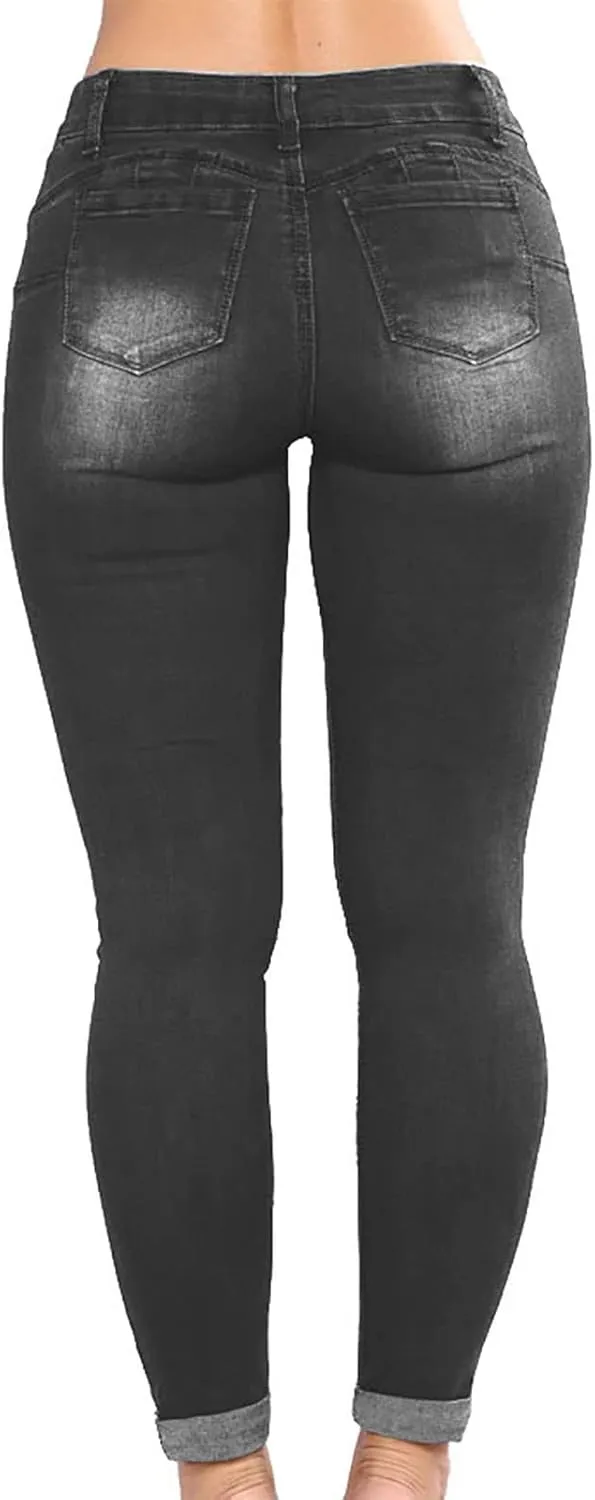 Petite Jeans for Women Ripped Jeans Curvy Slim Fit Butt Lifting Denim Skinny Jeans Skinny Stretchy Denim Pants