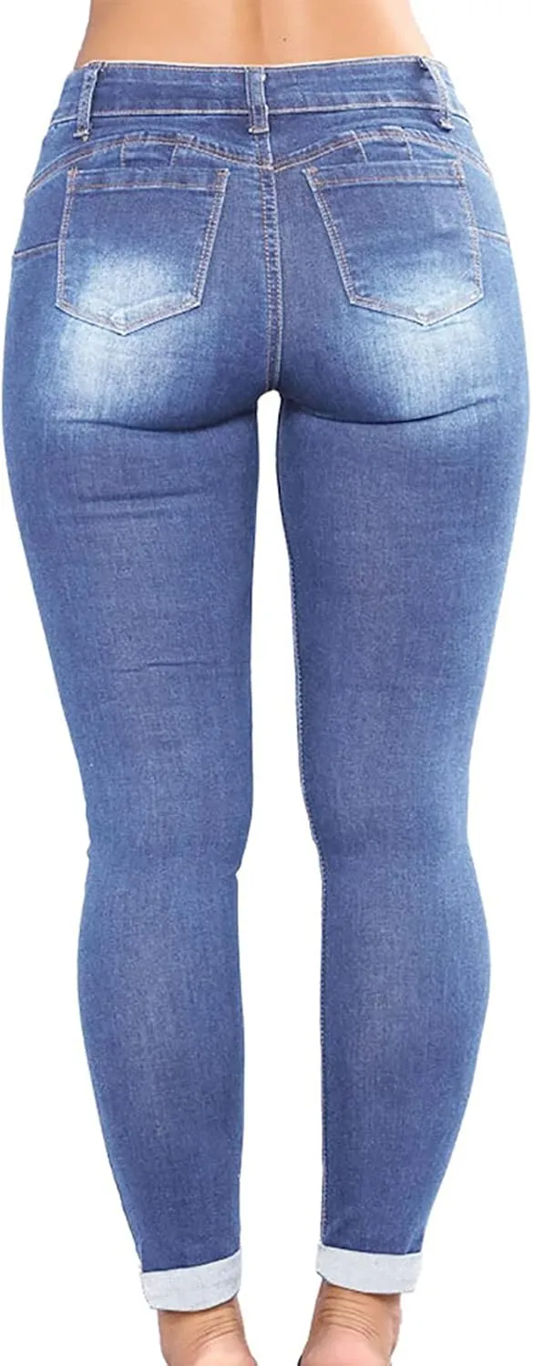 Petite Jeans for Women Ripped Jeans Curvy Slim Fit Butt Lifting Denim Skinny Jeans Skinny Stretchy Denim Pants
