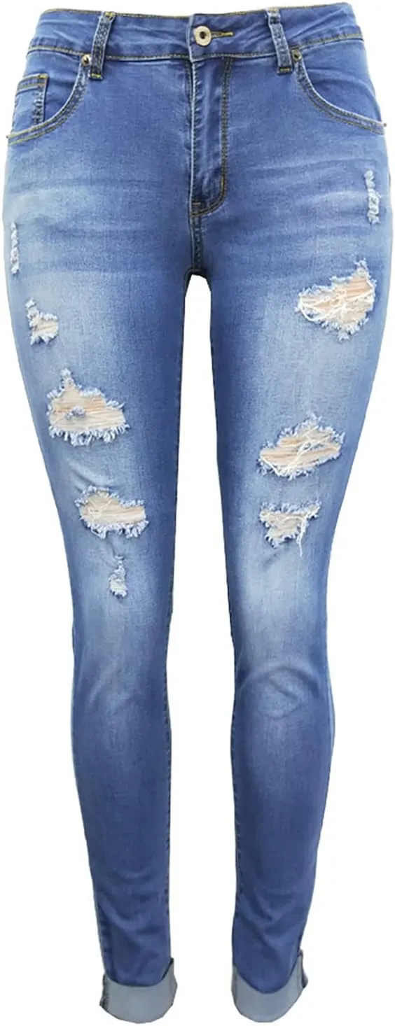 Petite Jeans for Women Ripped Jeans Curvy Slim Fit Butt Lifting Denim Skinny Jeans Skinny Stretchy Denim Pants