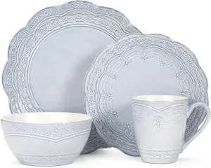 Pfaltzgraff Seraphina 16-Piece Stoneware Dinnerware Set, Service for 4,Blue