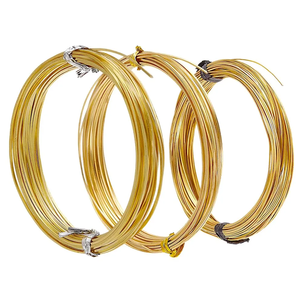 PH PandaHall 3 Sizes Brass Craft Wire 88.59 Feet Square Copper Beading Wire Jewelry Wire 20/22/26 Gauge(0.8/0.6/0.4mm) Dead Soft Copper Wire for Wire Wrapping Jewelry Craft Making, Gold