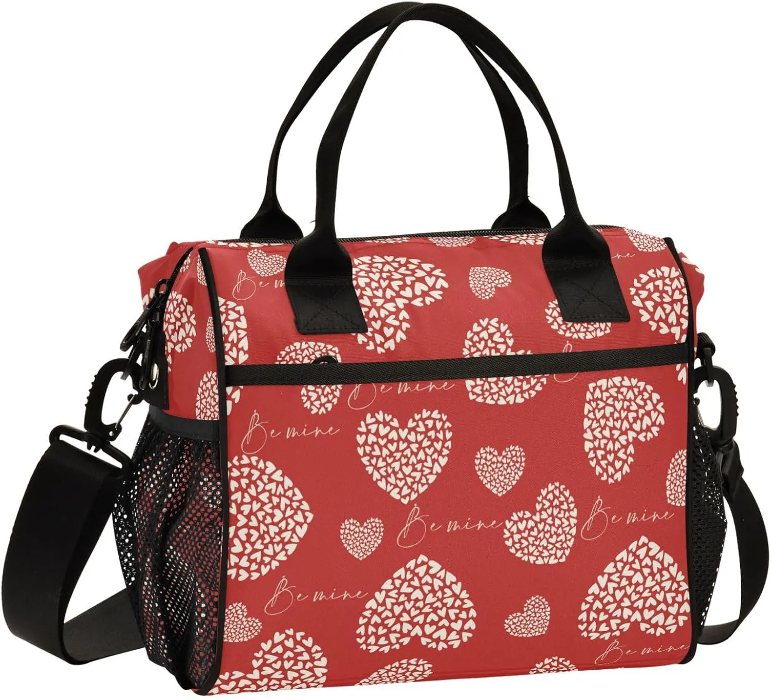 Pigsaly Lunch Bag Be Mine Valentines Day Large Lunch Box For Women Men Cute Red Heart Insulated Lunch Tote Bags Cooler Bag S