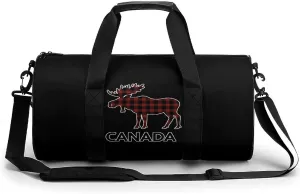 Plaid Moose Animal Silhouette Canada Lightweight Gym Bag for Men Women Travel Duffel Bag Sports Workout Bag with Adjustable Strap